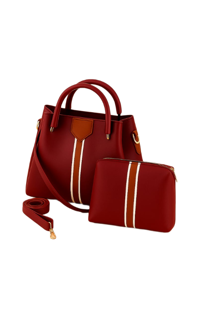 Chic Striped Handbag Set – Stylish & Versatile 2-in-1 Combo