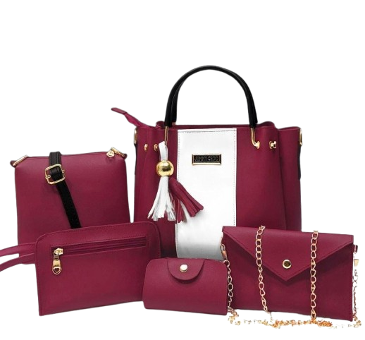 Elegant 5-Piece Grey PU Leather Handbag Set – Perfect for Everyday & Occasions 👜