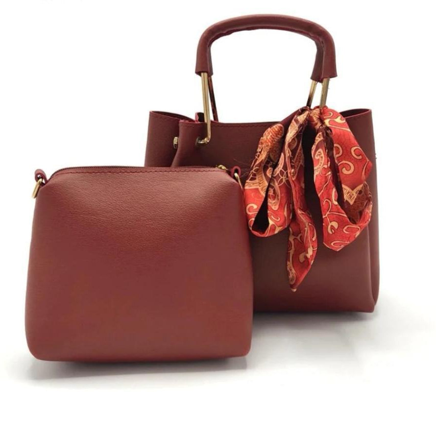 Skin PU Leather Women's Handbag Set – 2 Pcs | Top Handle Purse with Pouch (Copy)