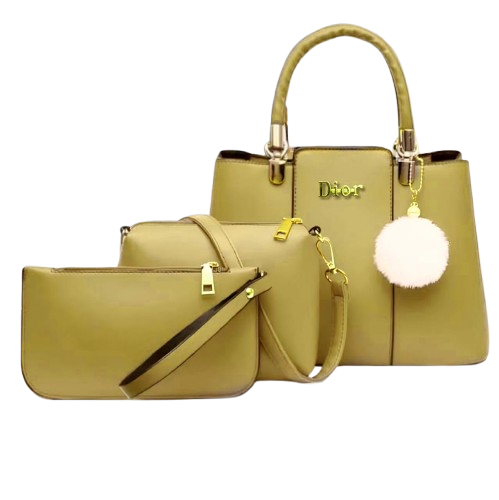 Elegant 3-in-1 Dior-Inspired Handbag Set – Timeless Taupe