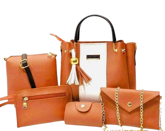 Elegant 5-Piece Grey PU Leather Handbag Set – Perfect for Everyday & Occasions 👜