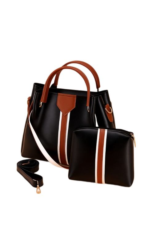 Chic  Striped Handbag Set – Stylish & Versatile 2-in-1 Combo