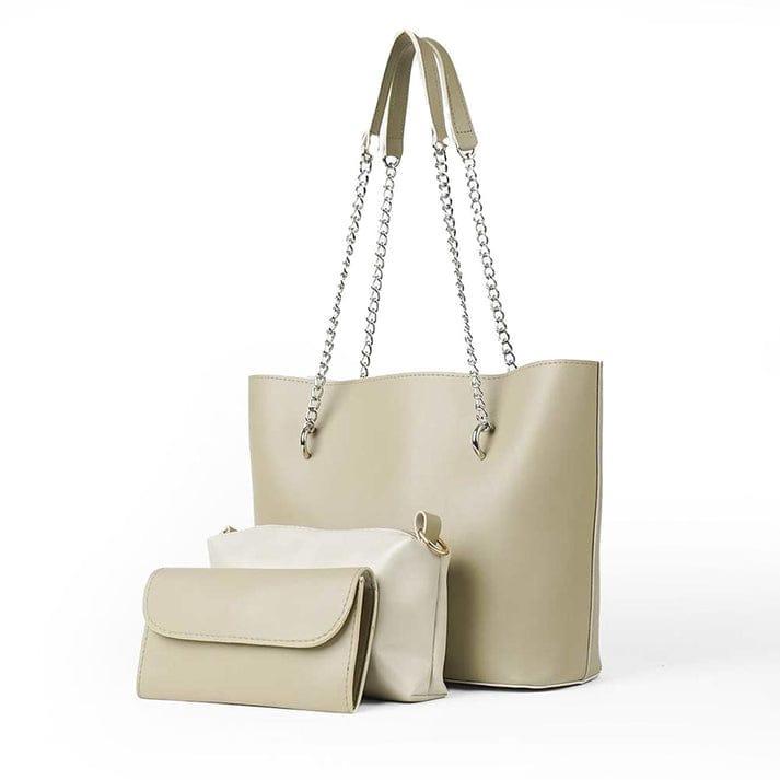 Elegant 3-Piece Leather Handbag Set – Tote, Crossbody & Clutch