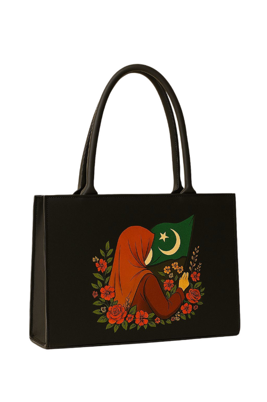 Elegant  Handbag – Patriotic Pakistani Flag & Floral Art Design