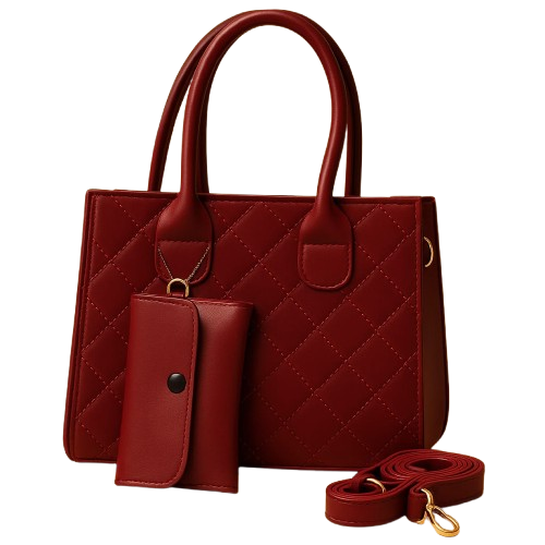 Elegant Navy Blue Quilted Handbag Set – Style Meets Functionality