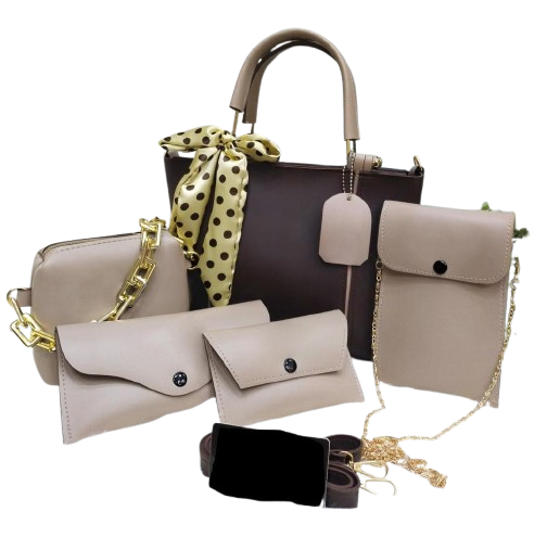 Women's 5-Piece Handbag Set – Stylish pu leather Bags with Crossbody, Clutch & Wallet