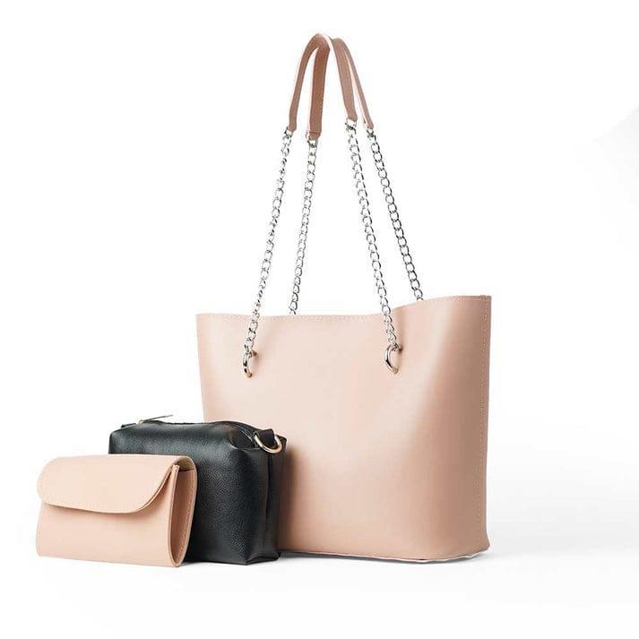 Elegant 3-Piece Leather Handbag Set – Tote, Crossbody & Clutch