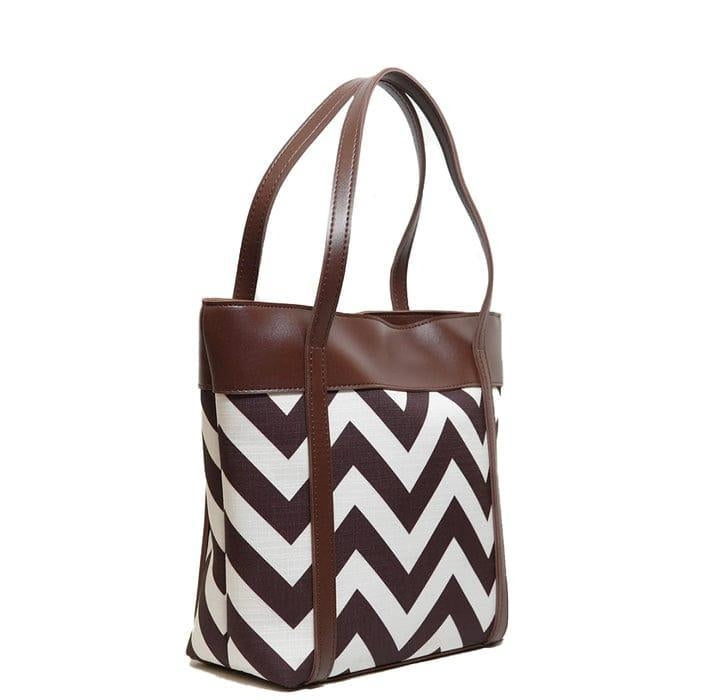 Stylish Chevron Print Women's Tote Bag - Premium Rexine |