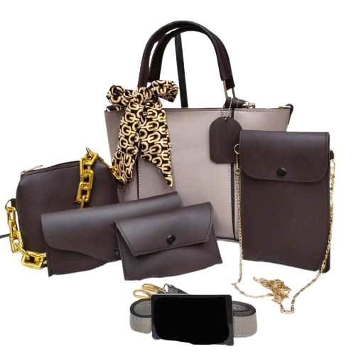 Women's 5-Piece Handbag Set – Stylish pu leather Bags with Crossbody, Clutch & Wallet