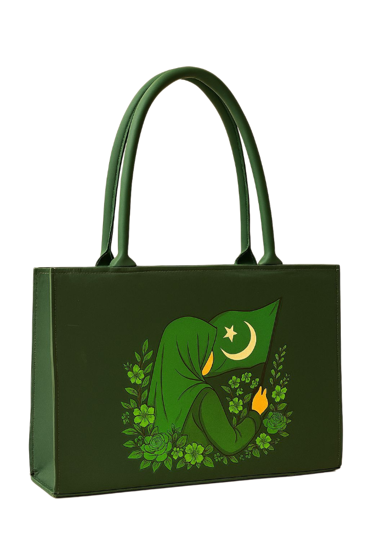 Elegant  Handbag – Patriotic Pakistani Flag & Floral Art Design