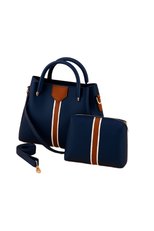 Chic  Striped Handbag Set – Stylish & Versatile 2-in-1 Combo