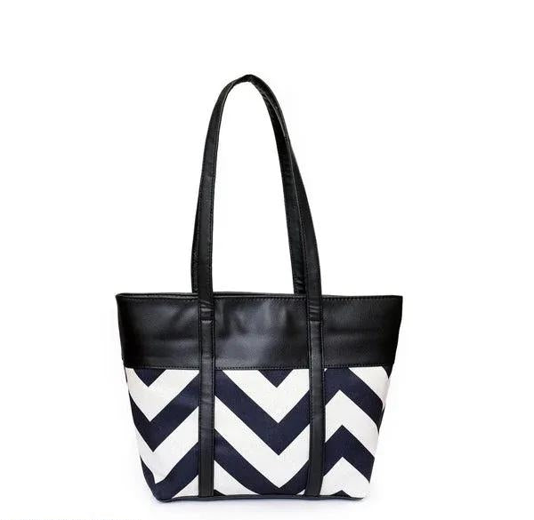 Stylish Chevron Print Women's Tote Bag - Premium Rexine |