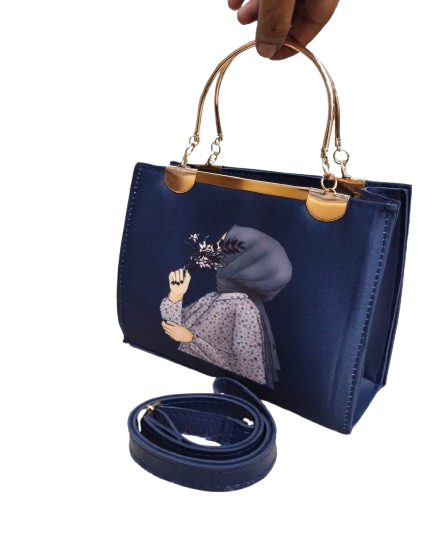 Elegant Printed Metal Handle Handbag – Medium Size