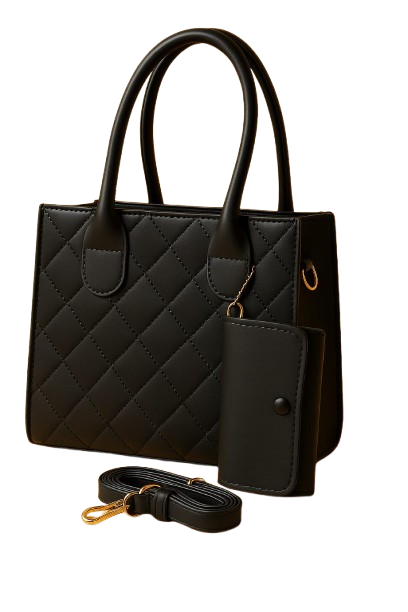 Elegant Navy Blue Quilted Handbag Set – Style Meets Functionality