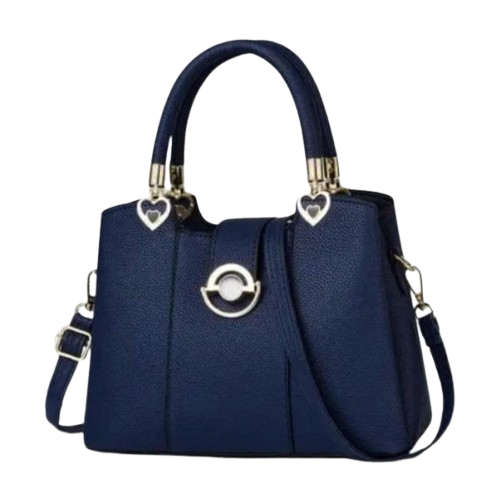 Elegant Burgundy Leather Handbag for Women – Stylish Tote with Heart Accents & Shoulder Strap