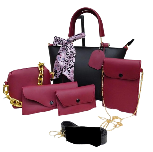 Women's 5-Piece Handbag Set – Stylish pu leather Bags with Crossbody, Clutch & Wallet