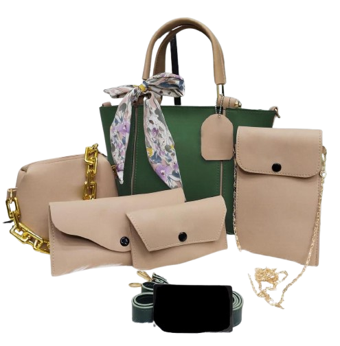Women's 5-Piece Handbag Set – Stylish pu leather Bags with Crossbody, Clutch & Wallet